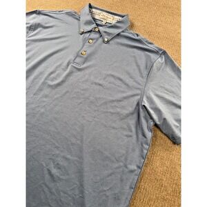 Peter Millar Polo Shirt Large Blue Summer Comfort Short Sleeve w/small‎ pin hole